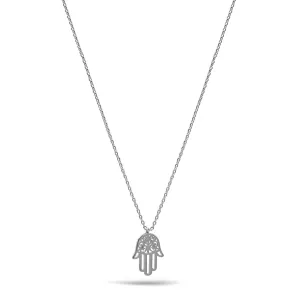 Rhodium Hamsa Pendant Necklace #HNN90869R(NC12)