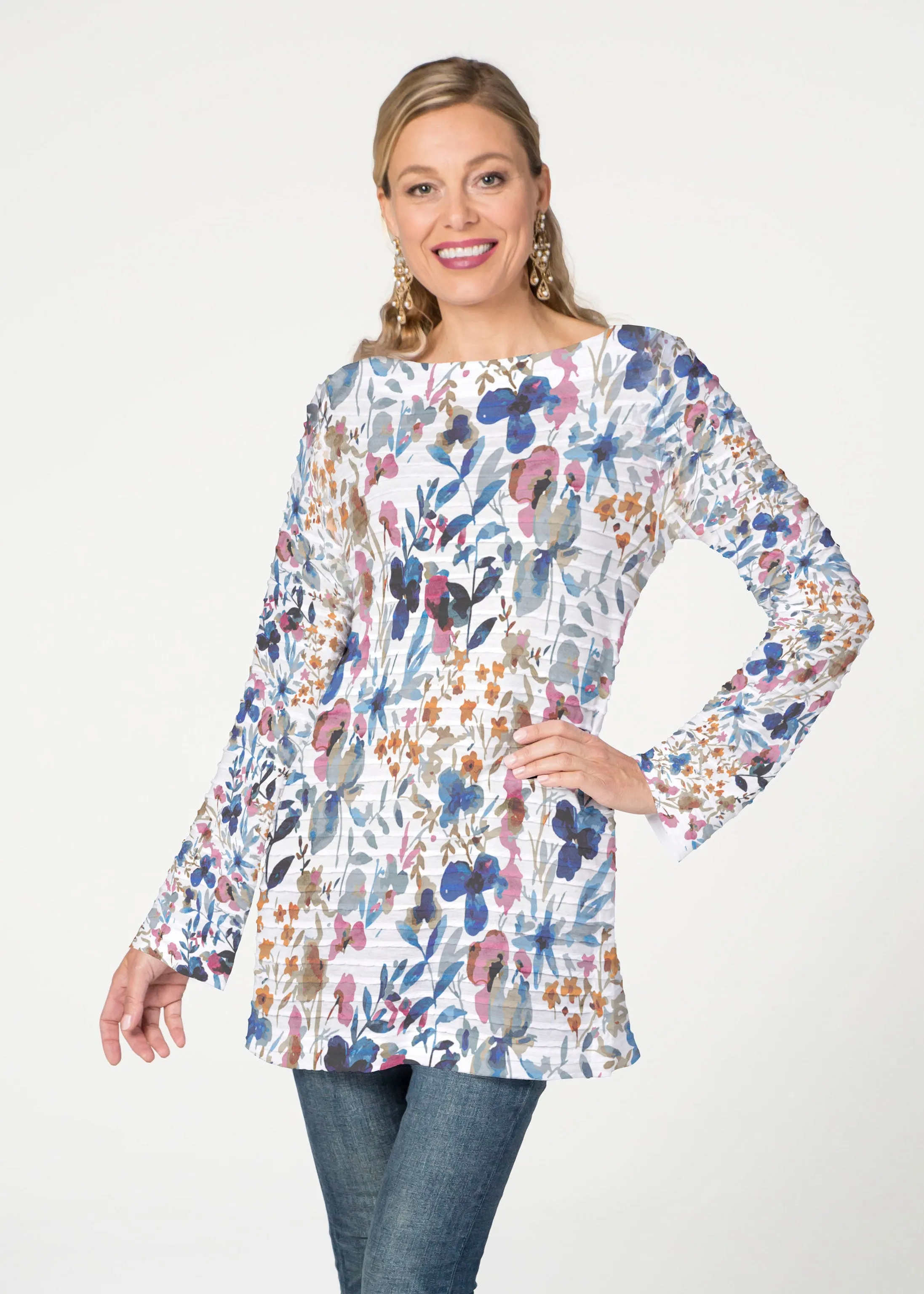 Rossa (8016) ~ Banded Boatneck Tunic