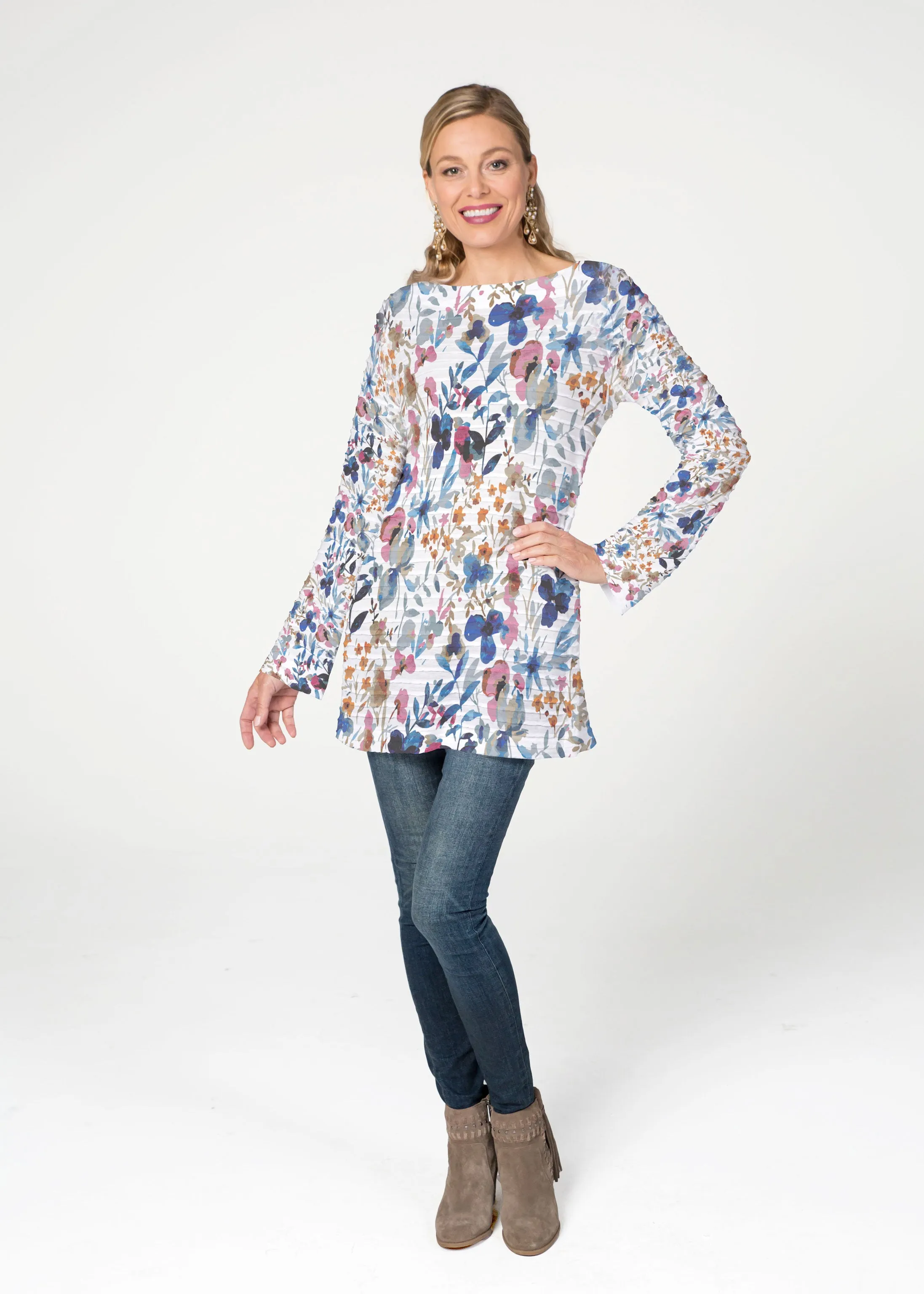Rossa (8016) ~ Banded Boatneck Tunic