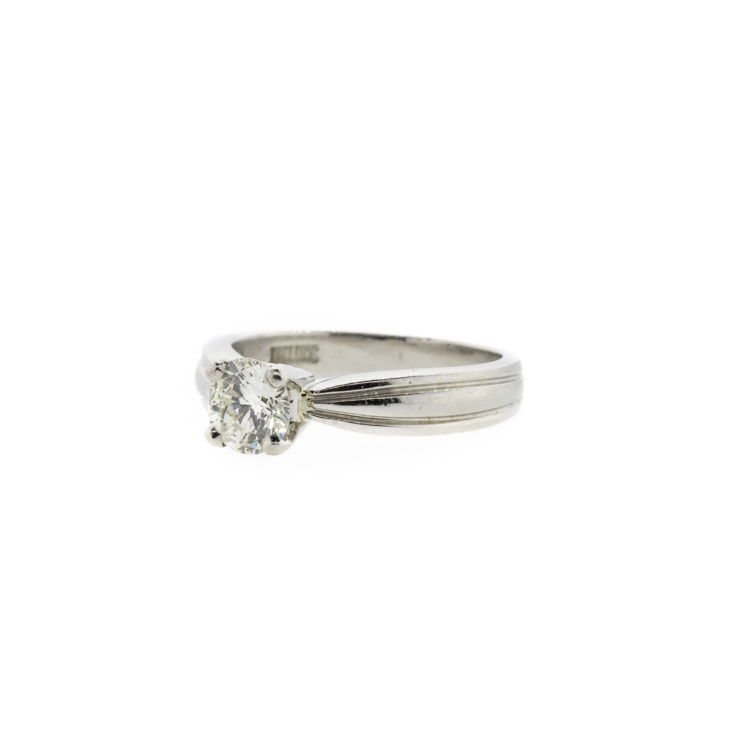 Round Brilliant Diamond Tapered Platinum Solitaire Ring