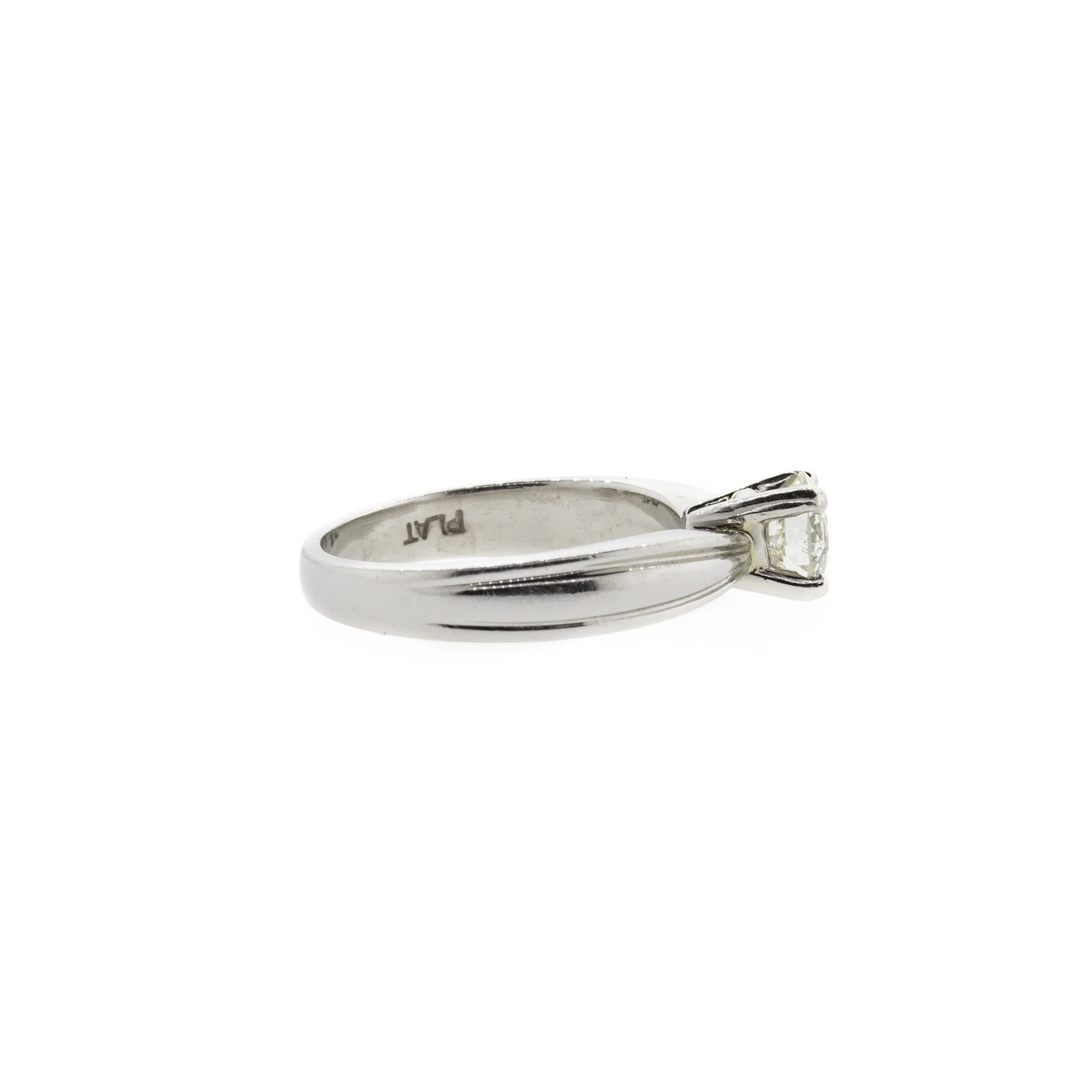 Round Brilliant Diamond Tapered Platinum Solitaire Ring