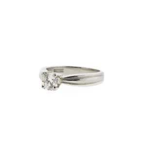 Round Brilliant Diamond Tapered Platinum Solitaire Ring