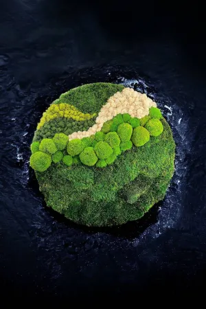 Round Pincushion Moss Wall Art
