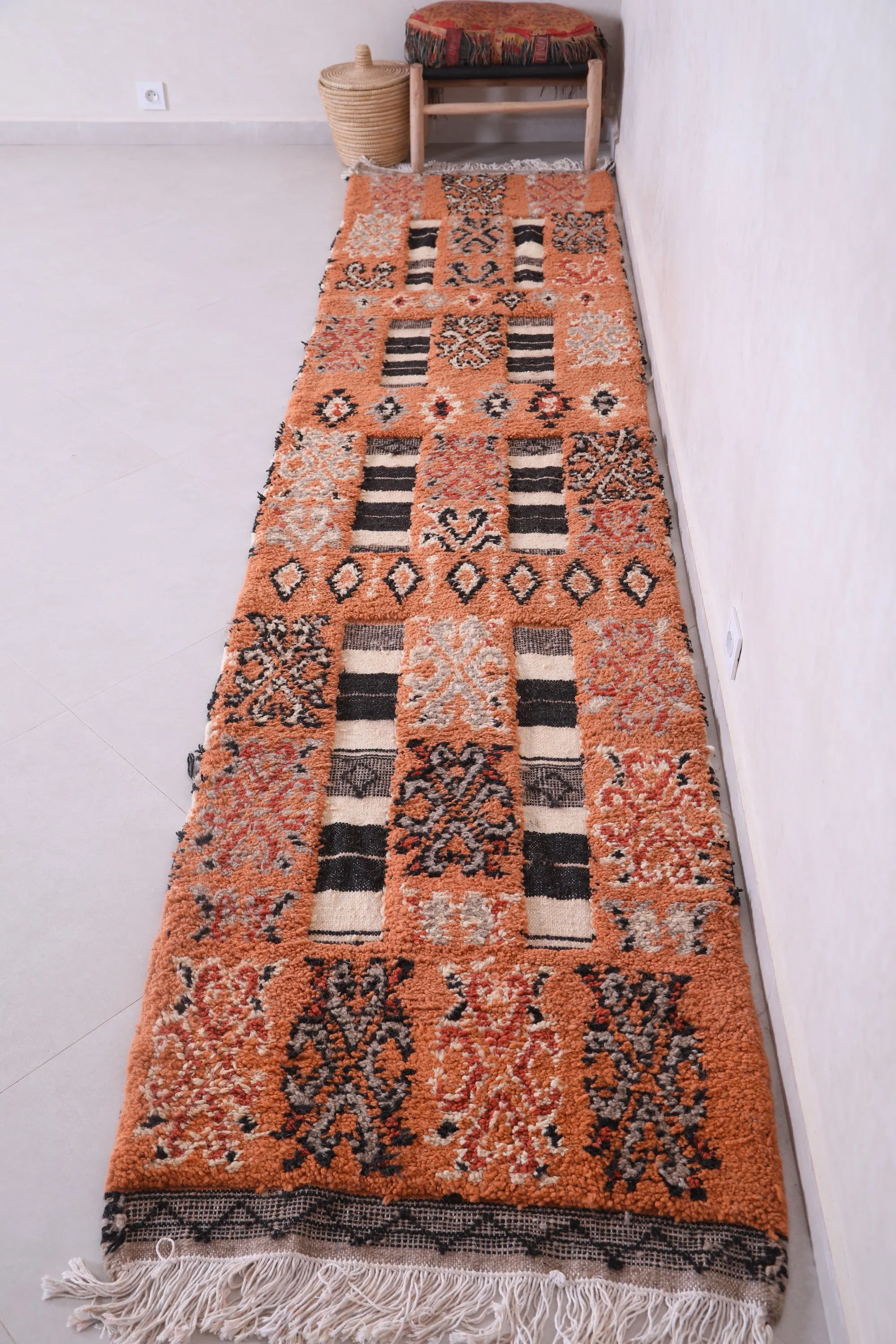Runner handmade berber rug - custom moroccan carpet - Azilal rug