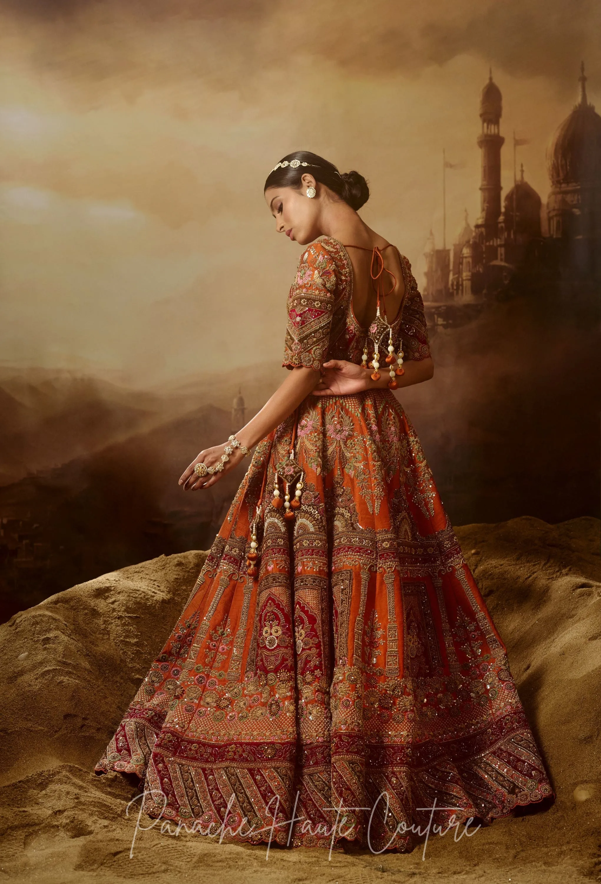 Rust Orange Color Wedding Lehenga NURJAHAN