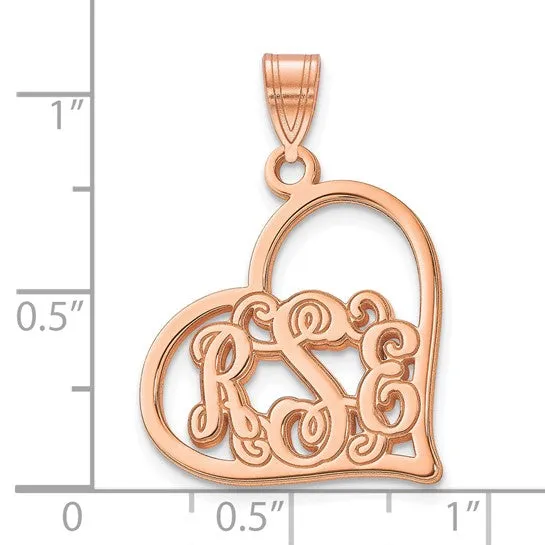 Script Tilted Heart Monogram Pendants