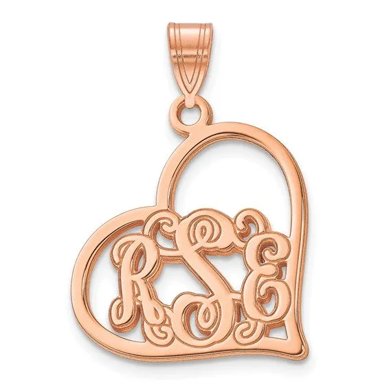 Script Tilted Heart Monogram Pendants
