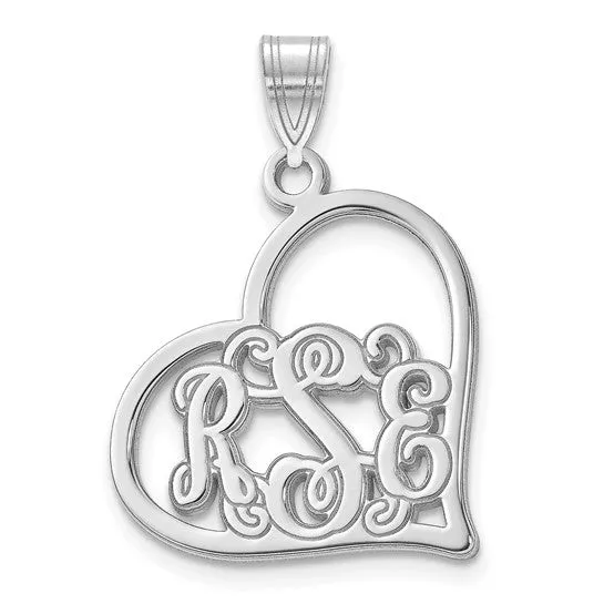 Script Tilted Heart Monogram Pendants