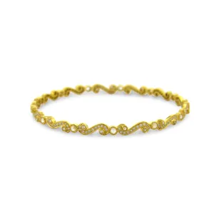Scroll White Diamond Bangle