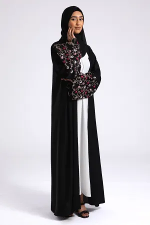 Secret Paradise Bloom Embroidered Open Abaya (Premium)