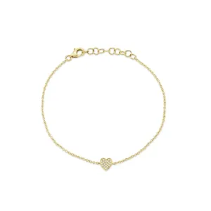 Shy Creation Pave Diamond Heart Bracelet