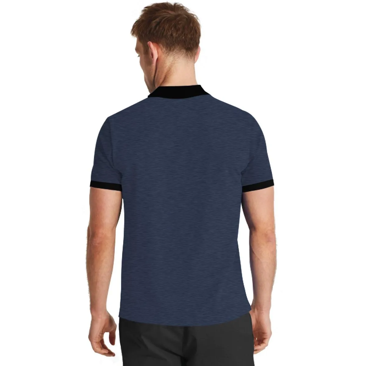 Signature Embroidered Contrast Collar Polo - Charcoal Blue