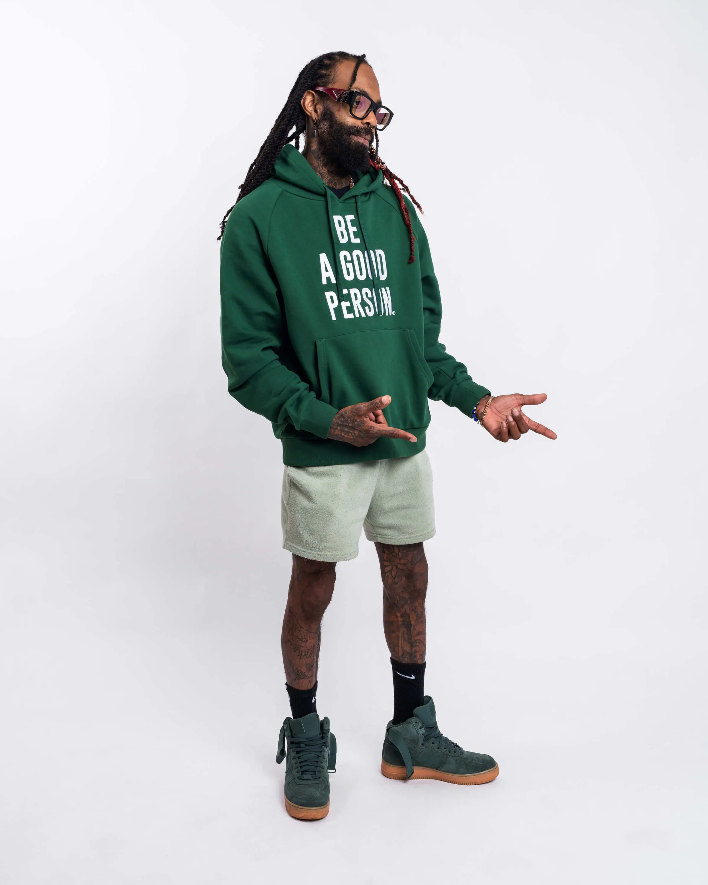 Signature Embroidered Hoodie - Forest Green
