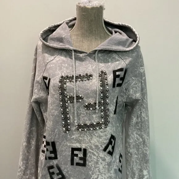 SIGNET Grey Sweatshirt Hoodie Dress Size Medium