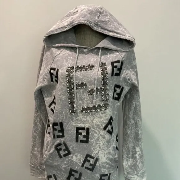 SIGNET Grey Sweatshirt Hoodie Dress Size Medium