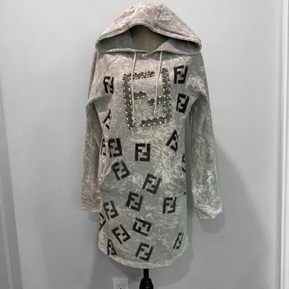 SIGNET Grey Sweatshirt Hoodie Dress Size Medium