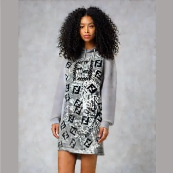 SIGNET Grey Sweatshirt Hoodie Dress Size Medium