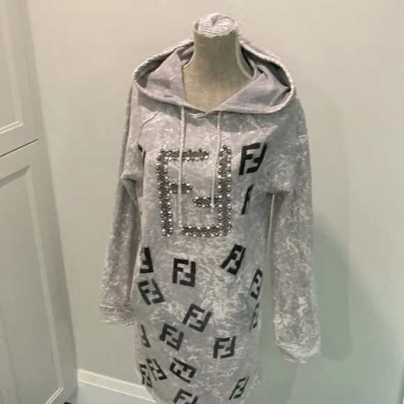 SIGNET Grey Sweatshirt Hoodie Dress Size Medium