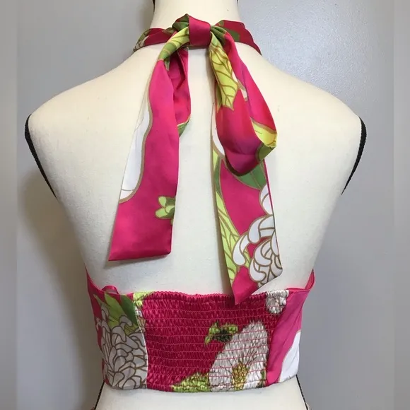 Sigrid Olsen Womens Hawaiian Skirt Set Size S Tropical Floral Print Midi Pink