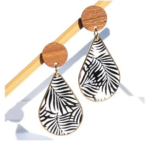 Silver Girl Black Palm Teardrop Dangle