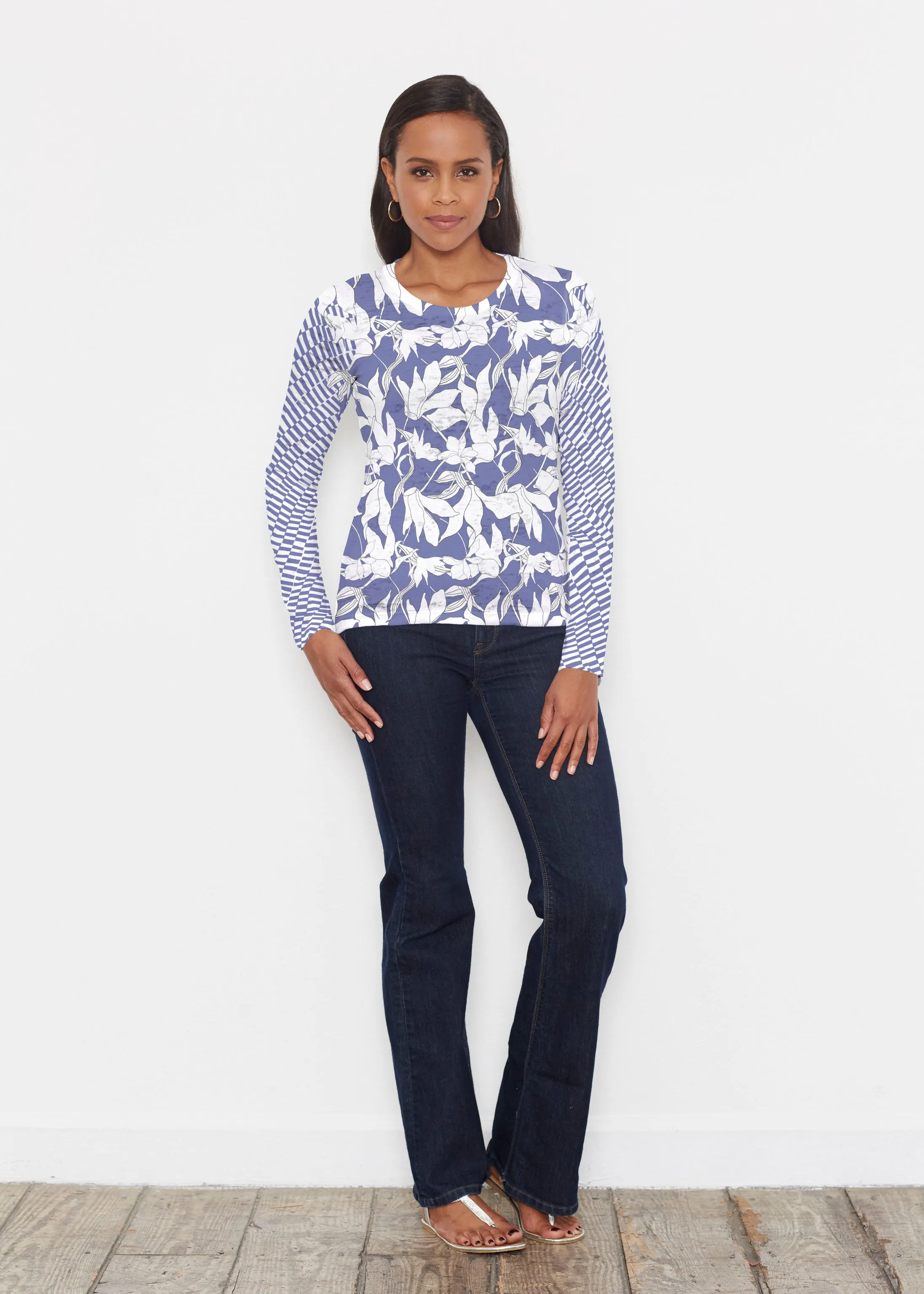 Sketch Floral Dominos (7814) ~ Signature Long Sleeve Crew Shirt
