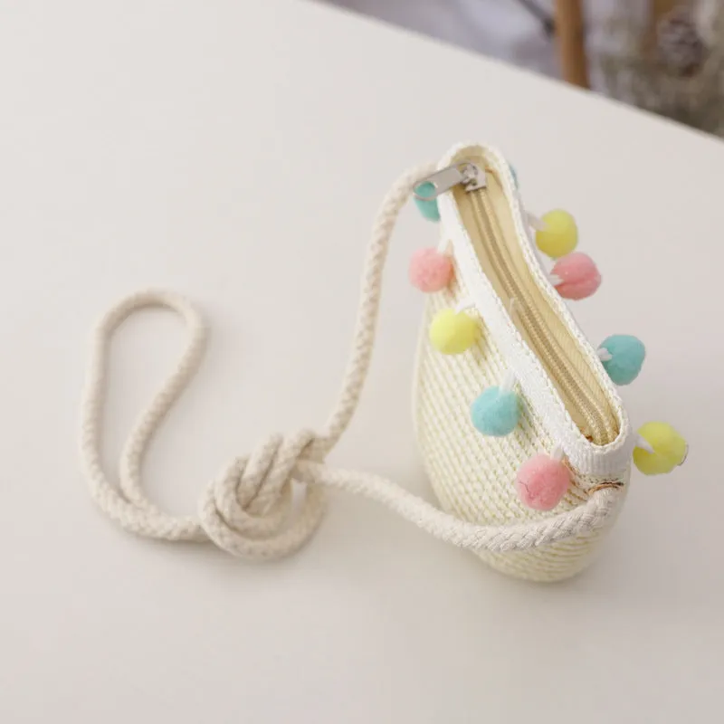 Small Ball, Solid Color, Children Straw, Hat Bag Set
