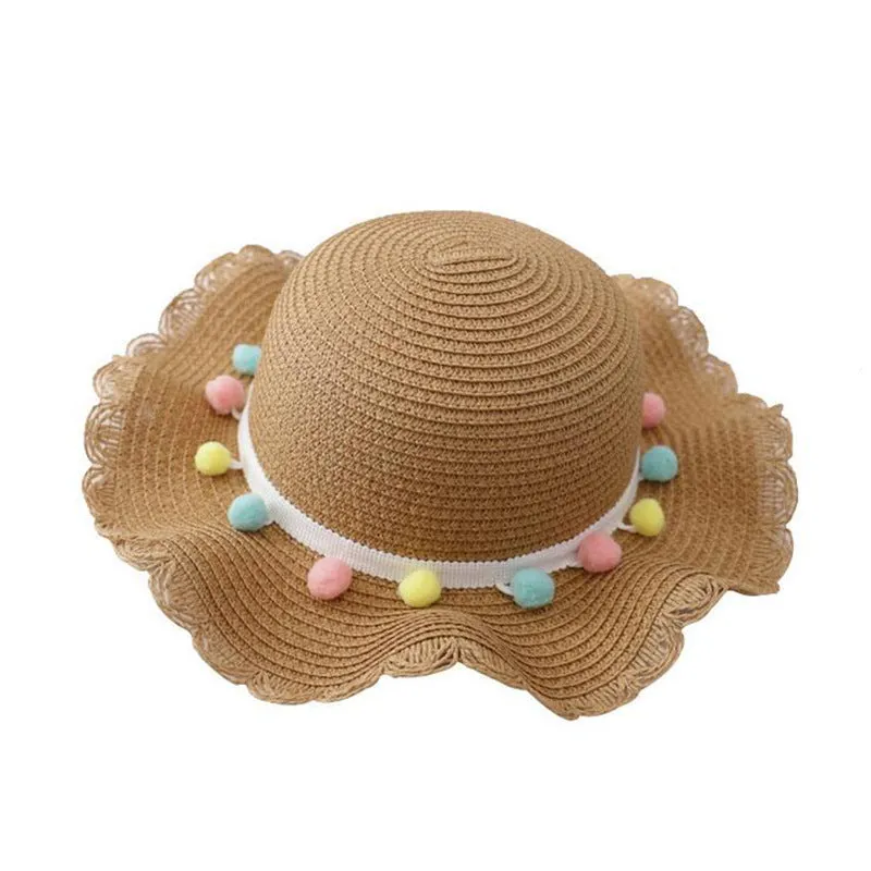 Small Ball, Solid Color, Children Straw, Hat Bag Set