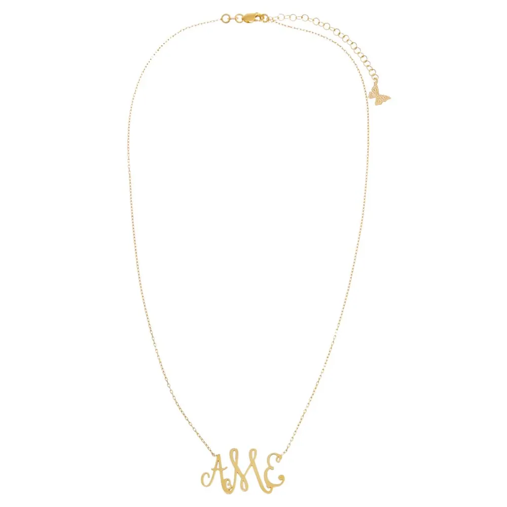 Solid Script Monogram Pendant Necklace