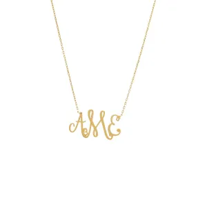 Solid Script Monogram Pendant Necklace