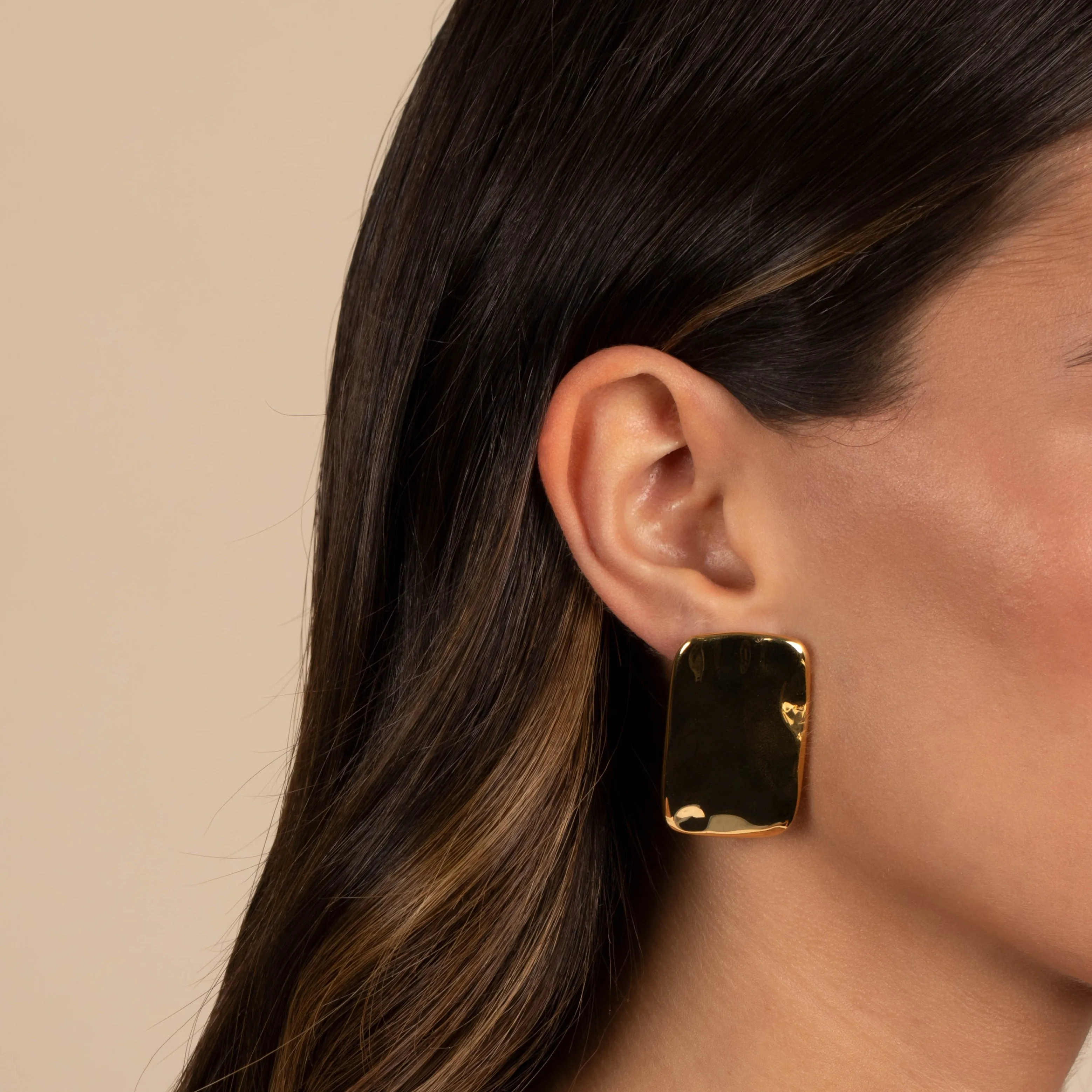 Solid Textured Rectangular Statement Stud Earring