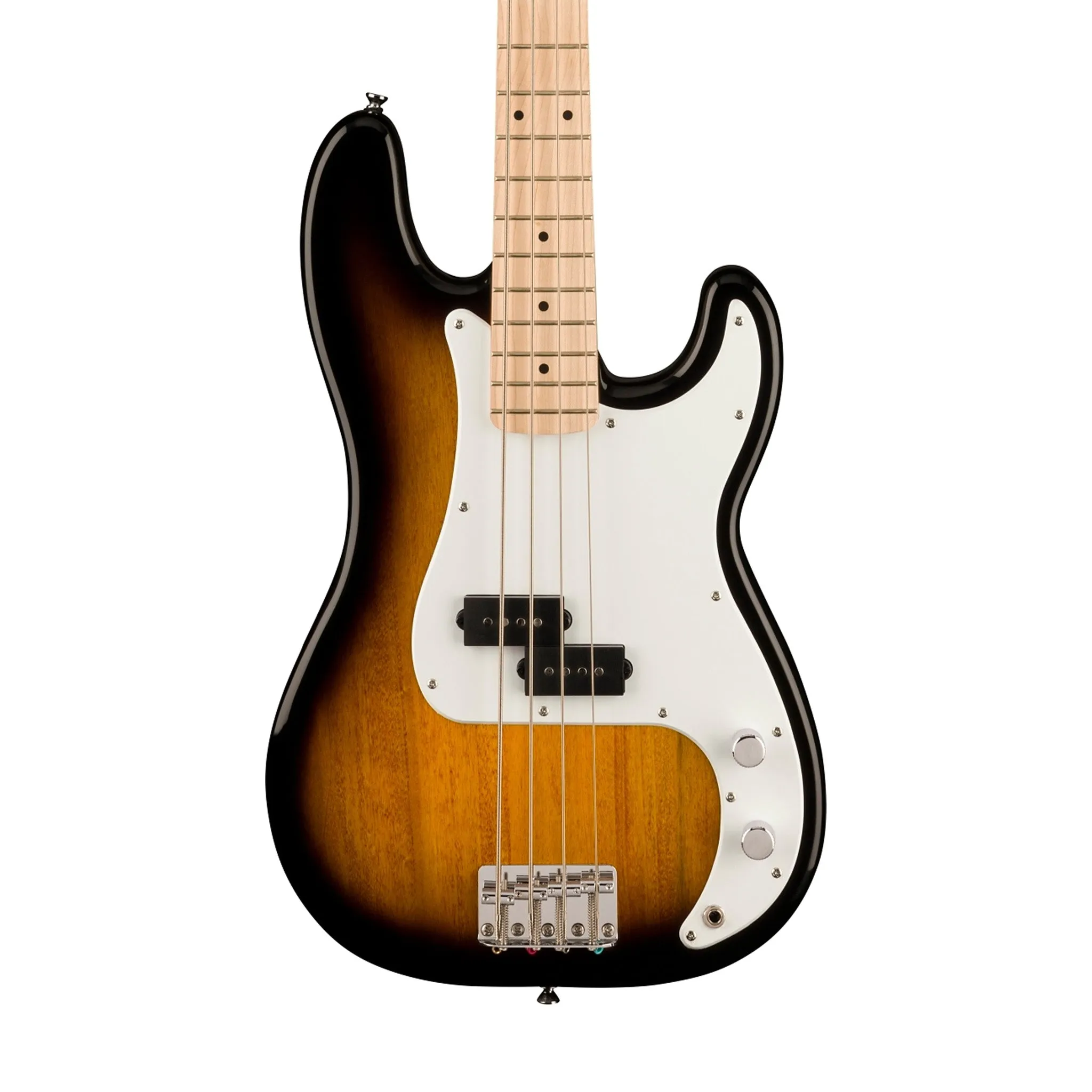 Squier Sonic Precision Bass Guitar w/White Pickguard, Maple FB, 2-Color Sunburst