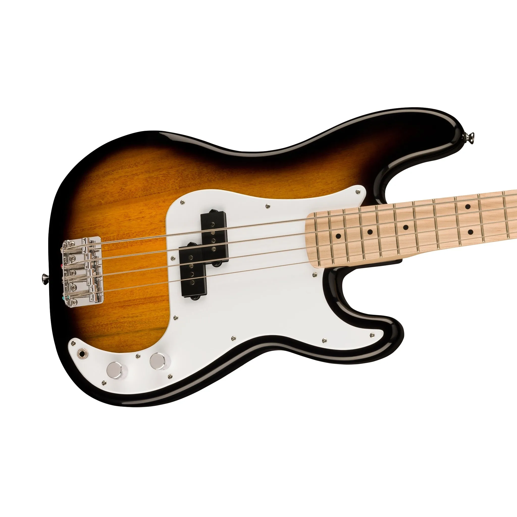 Squier Sonic Precision Bass Guitar w/White Pickguard, Maple FB, 2-Color Sunburst