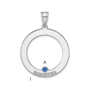 SS/Rhodium-plated 1 Birthstone Circle with SS Bezel Family Pendant