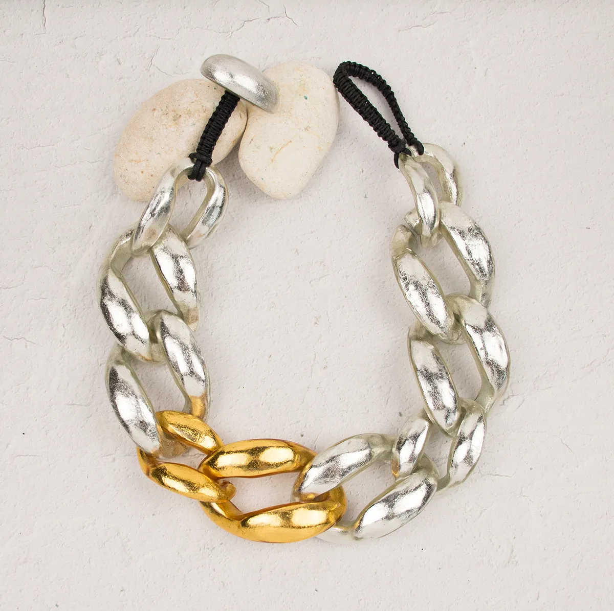 STATEMENT LINK NECKLACE.SILVER/GOLD