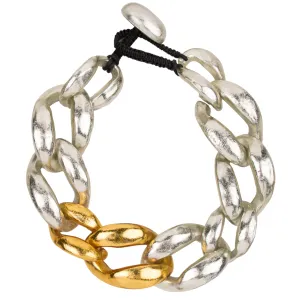 STATEMENT LINK NECKLACE.SILVER/GOLD