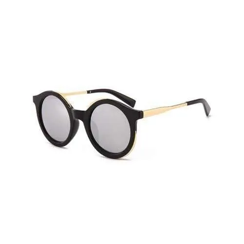 Statement Metal Full Frame Round Sunglasses - Black mercury