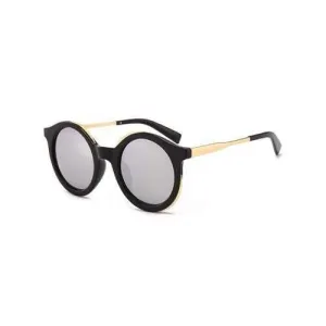Statement Metal Full Frame Round Sunglasses - Black mercury