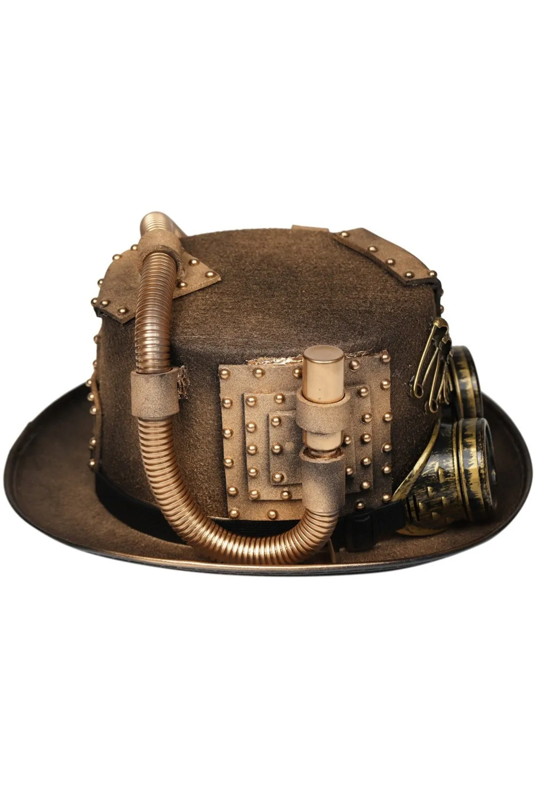 Steampunk Gold Pipe and Goggles Top Hat (GG)