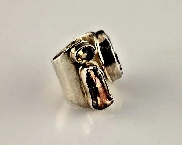STERLING .925 SILVER MULTI-COLOR STONE FASHION STATEMENT RING