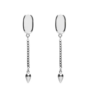 Sterling Silver Bauxite Lineaire Medium Drop Stud Earrings