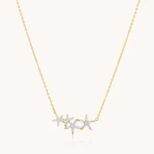 Sterling Silver Crystal Flower Necklace, Gold