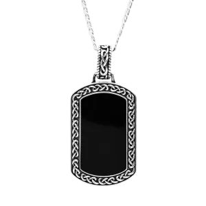 Sterling Silver Gent's Onyx Pendant Sky Collection SP2305 with Chain