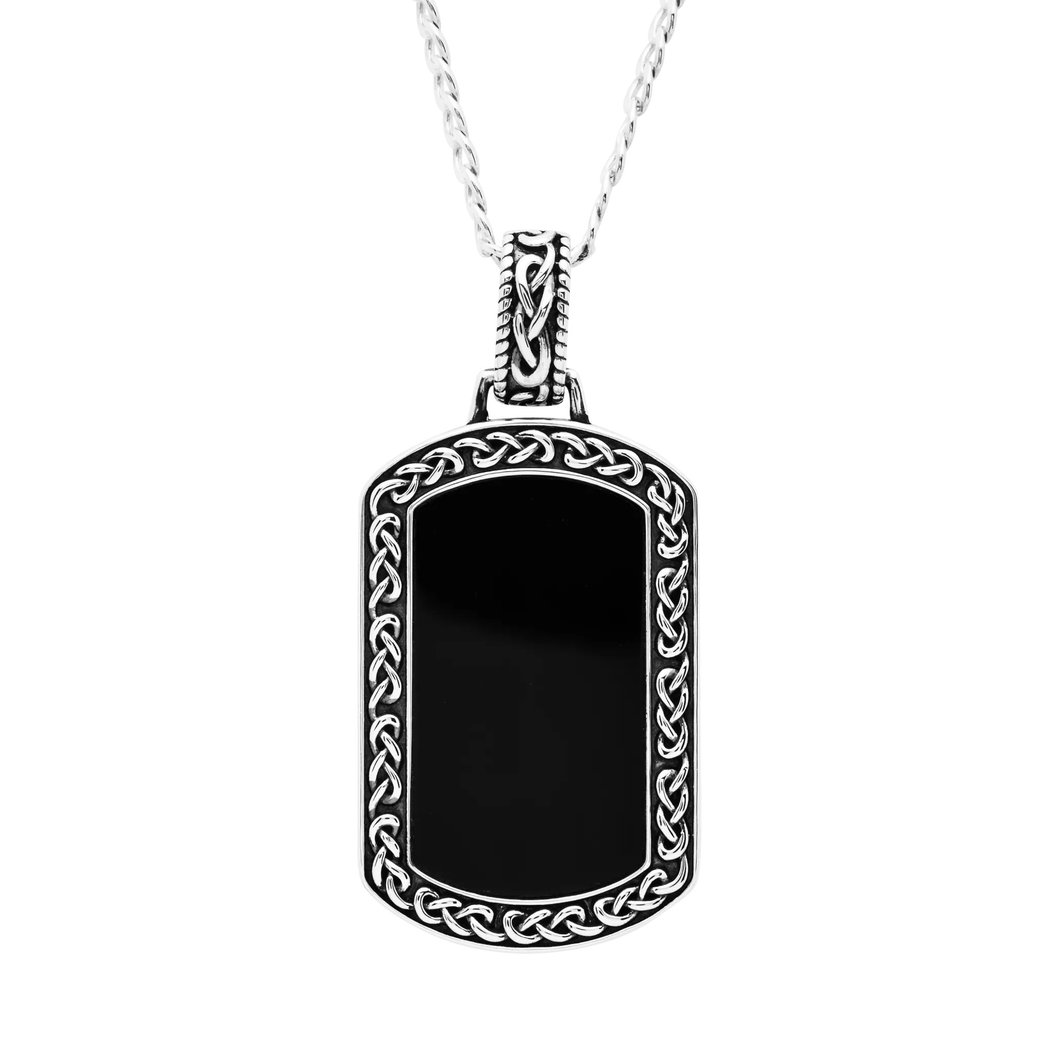 Sterling Silver Gent's Onyx Pendant Sky Collection SP2305 with Chain