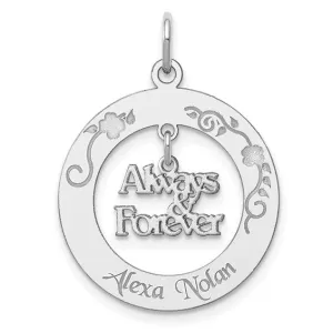 Sterling Silver Rhodium-plated Personalizable Always and Forever Charm
