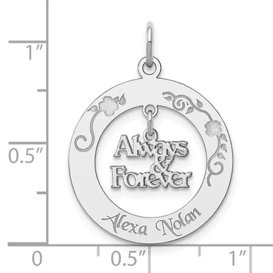 Sterling Silver Rhodium-plated Personalizable Always and Forever Charm