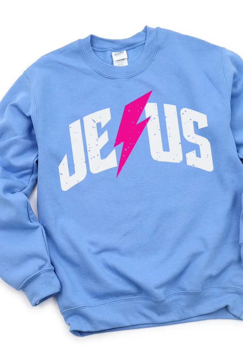 Strike Distressed Jesus Heavy-weight Crew Sweatshirt