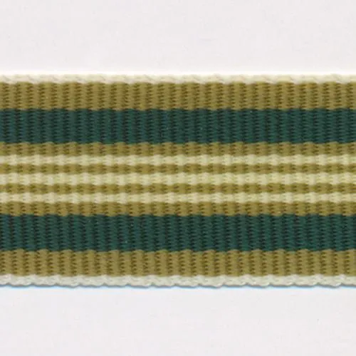 Stripe Grosgrain Ribbon #15 Olive & Green & Cream