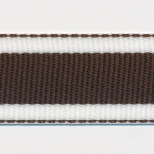 Stripe Grosgrain Ribbon #3 Brown & White