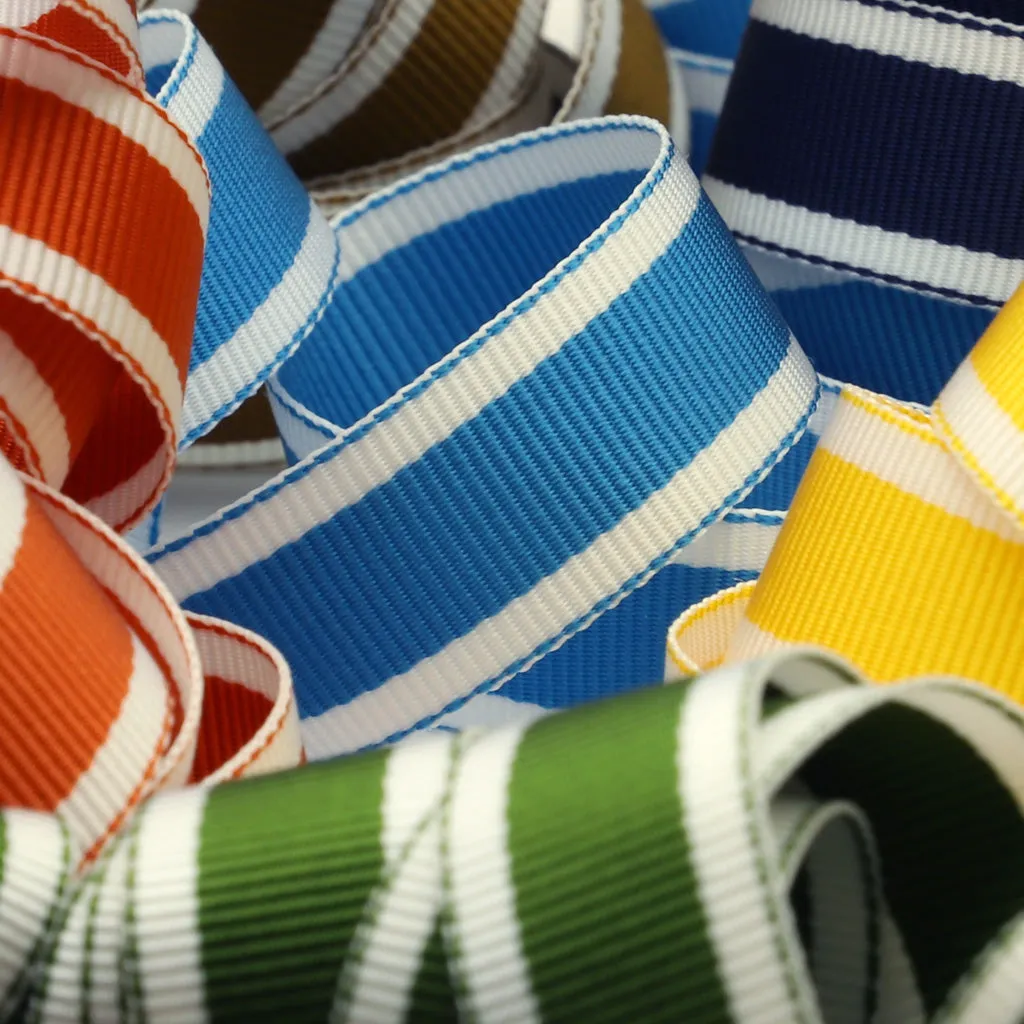 Stripe Grosgrain Ribbon #3 Brown & White