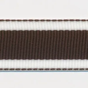 Stripe Grosgrain Ribbon #3 Brown & White